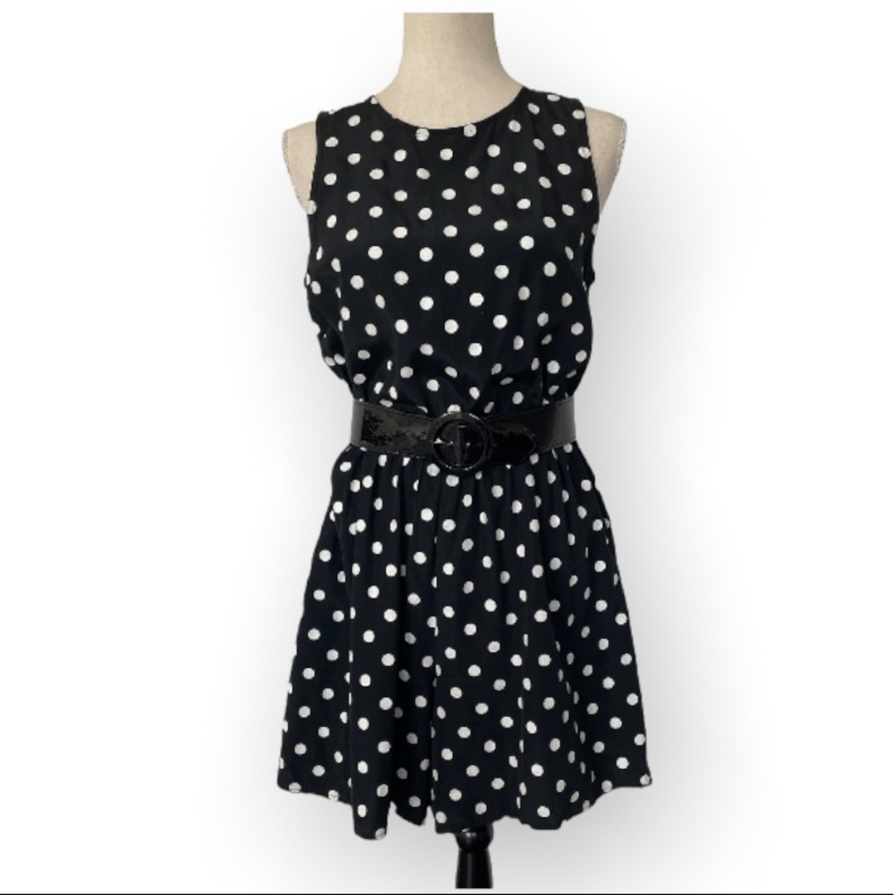 My Michelle Black and White Polka Dot Sleeveless Romper